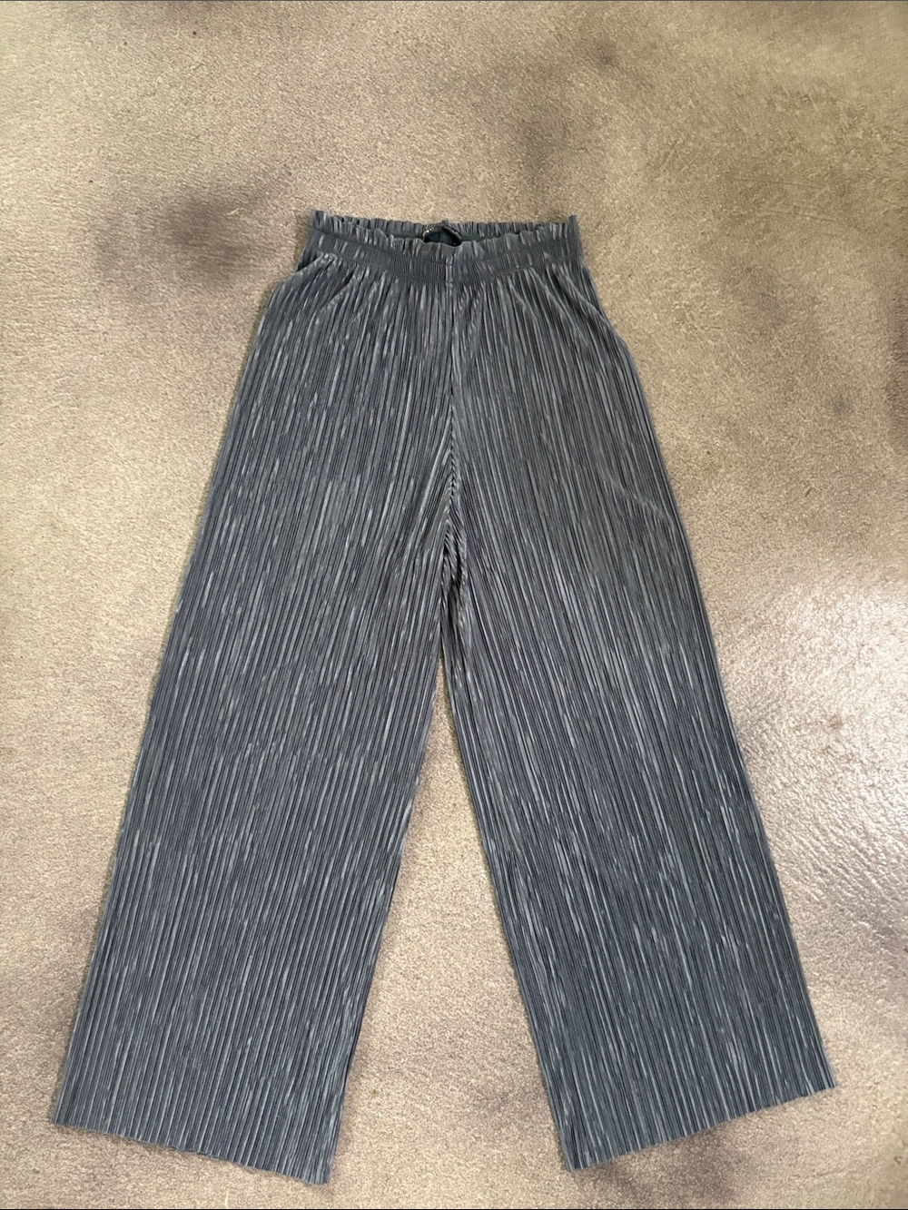 Zara Pleated Wide Leg Pants - Charcoal Gray (S)